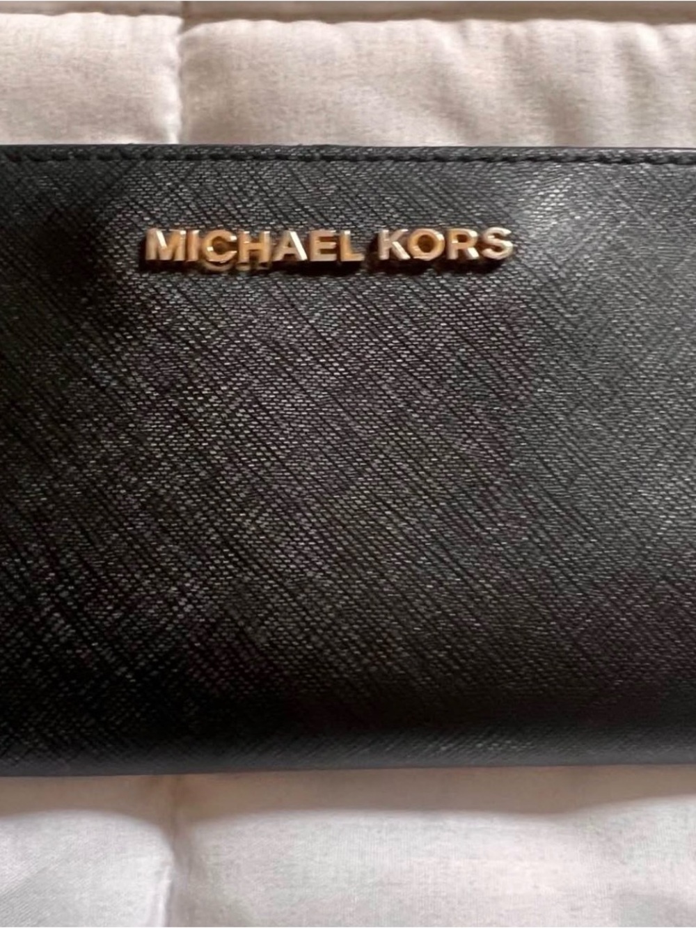 Michael Kors Black Wallet with Gold Logo Accent